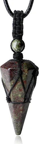 Miniatura 21 de XIANNVXI Collar puntiagudo con piedra de cristal curativo, cuerda negra ajustable, collar con colgante de piedras preciosas naturales, joyería