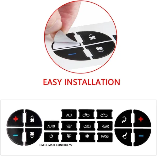 Miniatura 6 de x xotic tech Paquete de 2 calcomanías de botón de CA para automóvil, kit de reparación de botón de control de CA, compatible con Chevy Silverado