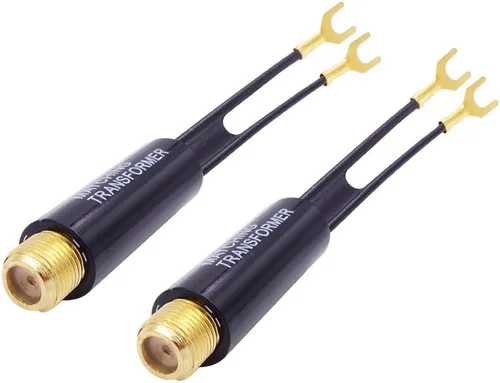 Fancasee Paquete de 2 adaptadores convertidores de transformador a juego UHF/VHF/FM de 75 Ohm a 300 Ohm con conector hembra tipo F, conector coaxial