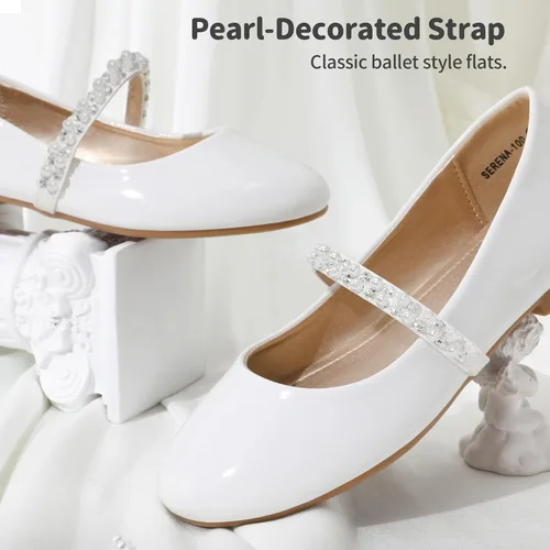 Miniatura 3 de DREAM PAIRS Zapatos de vestir Mary Jane para niñas, zapatos planos de bailarina para boda, fiesta (bebéniño pequeñoniño grande)