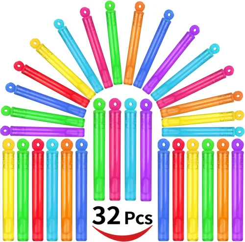 Miniatura 3 de Paquete de 32 piezas de varitas de burbujas mini de 8 colores, surtido de juguetes para regalos de fiesta para niños, celebración de Navidad, Acción