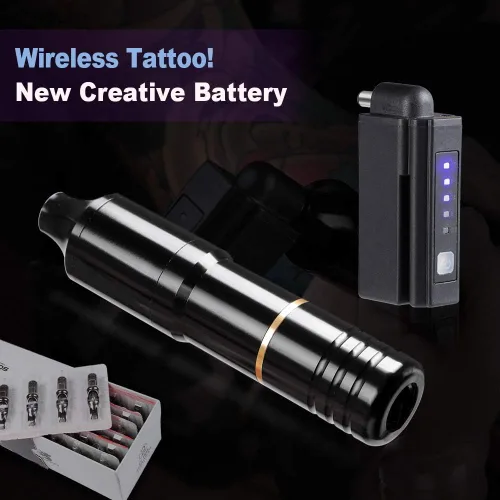 Miniatura 2 de Solong Tattoo EM128KITPRD50-1-US - Kit de bolígrafo rotatorio con fuente de alimentación de tatuaje, 50 agujas de tatuaje.