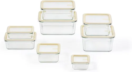 Miniatura 3 de Glasslock Sens 16 piezas de recipientes de cristal para almacenamiento de alimentos – Hermético y a prueba de fugas, 8 tamaños diferentes, tapa