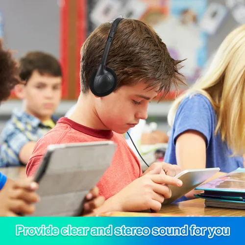 Miniatura 6 de Frienda Paquete de 48 auriculares escolares con cable para estudiantes, estéreo con enchufe de 0.138 in para aula, aprendizaje en línea, biblioteca