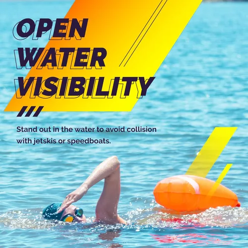 Miniatura 4 de Sunlite Sports Boya de natación de alta calidad, altamente visible, impermeable, de seguridad, flotador, entrenamiento para natación en aguas Boya