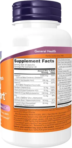 Miniatura 2 de Suplementos NOW, Ocu Support™ con luteína FloraGLO®, además de vitaminas A, C y E, 90 cápsulas vegetales