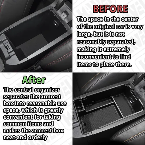 Miniatura 3 de HGWEI Bandeja Organizadora de Consola Central Compatible con Chevy Equinox 2018 2019 2020 2021 2023 2024 Accesorios, Inserto de Reposabrazos Caja