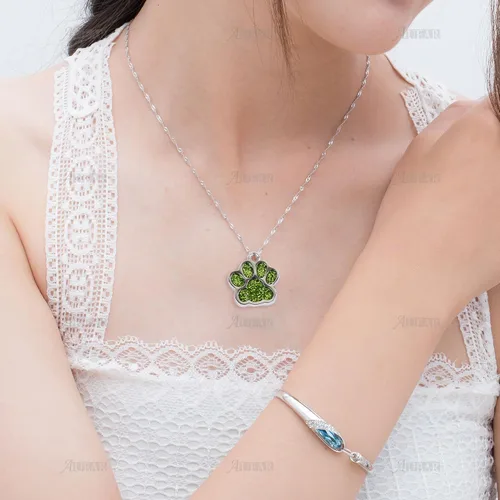 Miniatura 4 de AUEAR, Dijes con estampado de pata de perro y gato de animales, cuentas de cristal, botón a presión de huella de purpurina para collar y pulsera