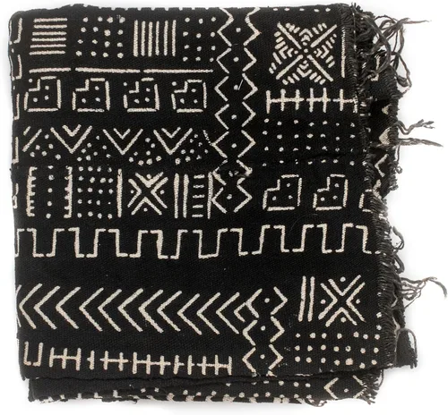 Miniatura 24 de The Bead Chest Tela de barro Bogolan Mali color negro ébano – Tejido africano hecho a mano de África Occidental – 40 x 64 pulgadas – Ideal