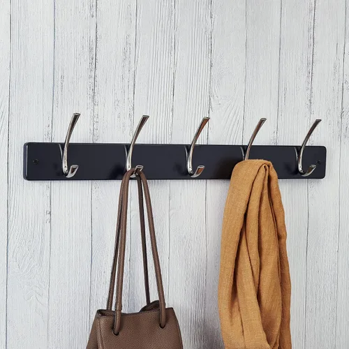 Miniatura 4 de MELANNCO Perchero montado en la pared para entrada, baño, dormitorio, lavandería, armario, oficina, garaje, cada gancho soporta 7 libras, 5 ganchos