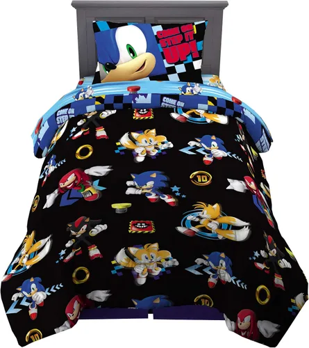 Miniatura 9 de Franco - Juego de ropa de cama coleccionable Nintendo Donkey Kong, 5 piezas, edredón reversible supersuave y juego de sábanas con funda, tamaño Rojo