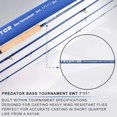 Miniatura 2 de M MAXIMUMCATCH Maxcatch Predator Big Game y caña de pescar con mosca de agua salada: 7'11''/9'2''/10', 4 piezas, 8/9/10/11/12