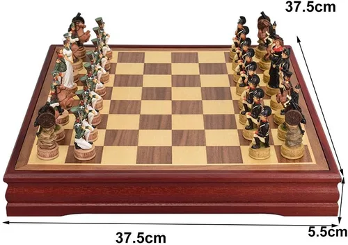 Miniatura 3 de Juego de ajedrez para adultos y niños, juego de ajedrez de madera y personajes, tablero de ajedrez plegable portátil, juego para adultos y niños