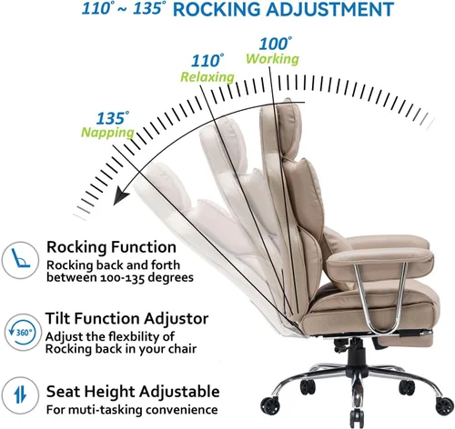 Miniatura 4 de Efomao - Silla ejecutiva de escritorio para oficina, con reposapiés, soporte lumbar y capacidad de carga hasta 400 libras, silla de computadora