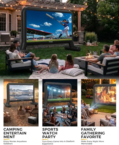 Miniatura 5 de Pantalla de cine inflable de 14 pies para exteriores, pantalla de proyector para exteriores con ventilador, pantallas de cine para el patio
