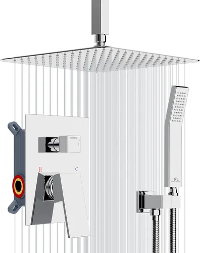 Miniatura 14 de SunCleanse Juego de Grifería de Ducha de Lluvia Níquel Cepillado Conjunto Combo de Ducha para Baño con Cabezal de Ducha de Alta Presión de 10