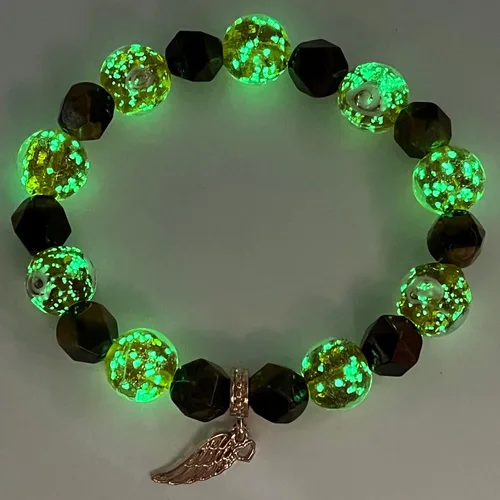 Miniatura 8 de ARTSY Crafts Glow in the Dark Firefly Beads + Natural Gemstone Bracelets, Handmade in USA