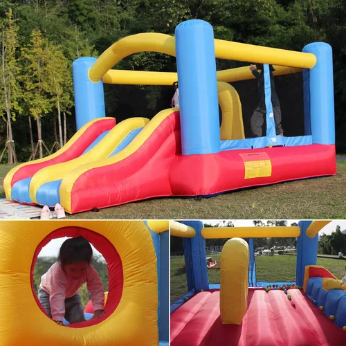 Miniatura 8 de Whubefy Casa de Rebote, Casa de Rebote Inflable para Niños de 3-6 Años y Niños Grandes de 8-12 Años, Tobogán Doble con Obstáculos