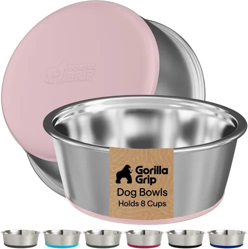 Miniatura 22 de GORILLA GRIP Tazones para perros, acero inoxidable 304 de grado alimenticio, capacidad para 2 tazas cada uno (16 onzas líquidas) para alimentos