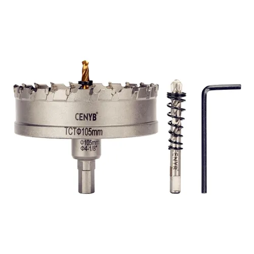 Miniatura 94 de 10 piezas (16-54 mm) Kit de sierra perforadora de carburo TCT para metales duros. Incluye 2 brocas de titanio, 1 broca piloto escalonada y 2 llaves