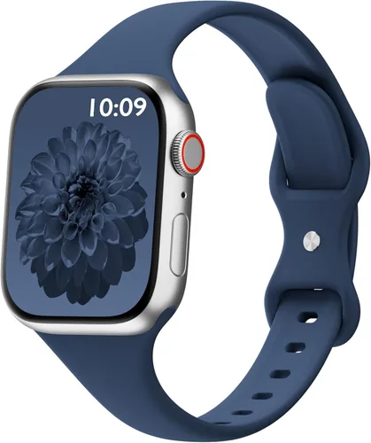 Bandas delgadas de silicona deportivas compatibles con Apple Watch de 38mm 42mm 40mm 44mm 41mm 45mm 46mm 49mm, correa de repuesto delgada y estrecha