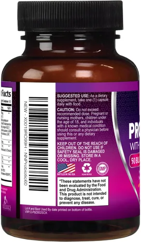Miniatura 8 de Probióticos, 60 mil millones de UFC por porción, probióticos con prebióticos para apoyo a la salud digestiva e inmunológica para mujeres y hombres