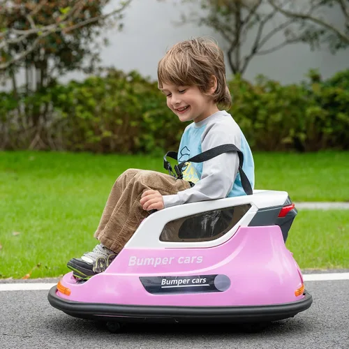 Miniatura 9 de Coche de parachoques eléctrico de 12 V para niños, juguete giratorio de 360 grados con control remoto, 2 velocidades, música Bluetooth, luces LED