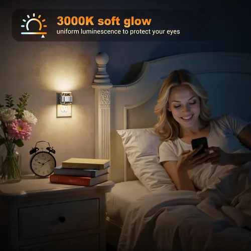 Miniatura 4 de JandCase Luz nocturna LED, luces nocturnas de burbujas enchufables a la pared, [paquete de 2] luz nocturna de 3000 K/4000 K/5000 K y 3 niveles