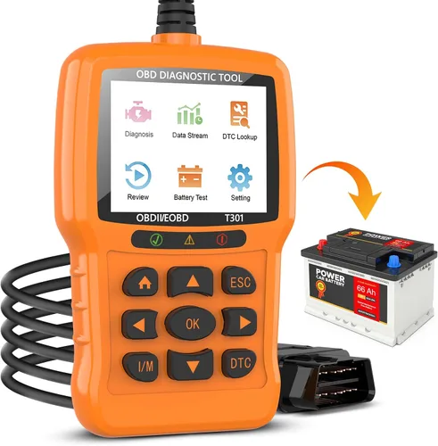 Beaspire Herramienta de diagnóstico del escáner OBD2, lector OBD2 de código de luz del motor con reinicio, preparación I/M, probador de batería,