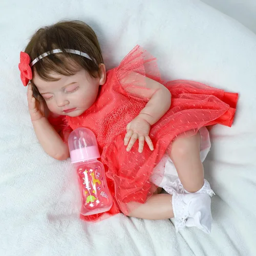 Miniatura 7 de SCOM Muñecas Bebé Reborn Niña de 20 Pulgadas, Recién Nacida Realista, Muñecas Bebé Durmiendo Niña, con Cuerpo de Tela Suave con Peso, Extremidades