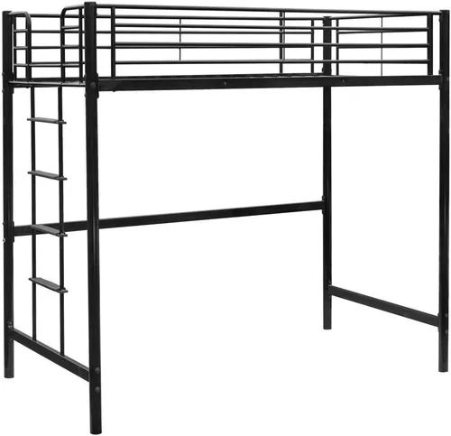 Bonnlo Marco de cama doble de metal para niños, adultos, adolescentes, diseño que ahorra espacio, color negro