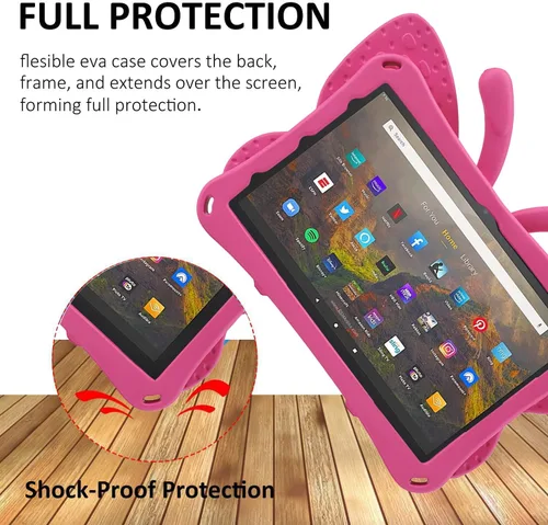 Miniatura 74 de FW Fire 7 - Funda para tablet para niños, Amazon Fire 7 2022, funda de mariposa con luz de atril, EVA, protección contra caídas, resistente, a