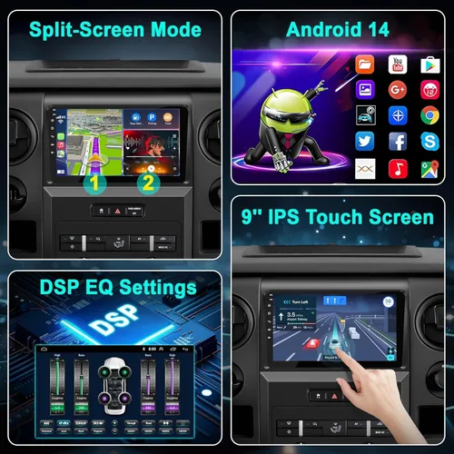 Miniatura 7 de Para Ford F150 2009-2014 4G+64G Radio de coche de 8 núcleos, pantalla táctil IPS de 9 pulgadas estéreo para coche con Carplay inalámbrico/Android