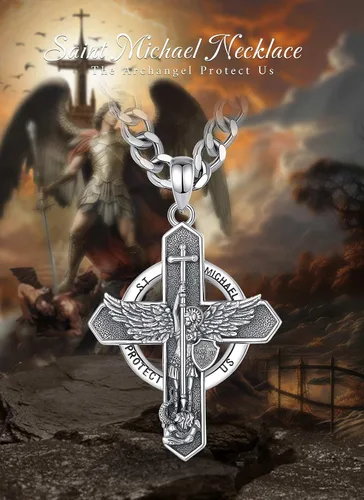 Miniatura 145 de CELESTIA Medallas de plata de ley 925 San Miguel/San Cristóbal/San Benito/San Gabriel/Virgen María/Jesús/Caravaca/Metatrón/Sello de los Siete