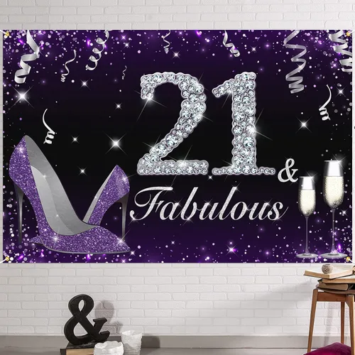 Miniatura 28 de HAMIGAR Fabuloso telón de fondo de cumpleaños tacones altos morados