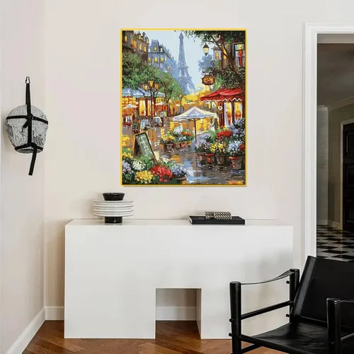 Miniatura 4 de QUITEDEW Kits de Pintura por Números para Adultos, Kits de Pintura por Números de la Torre Eiffel para Adultos, Pintura al Óleo de Ciudad Adecuada
