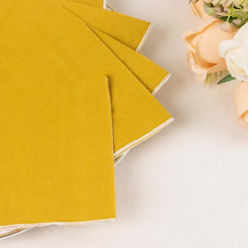 Miniatura 18 de Efavormart 50 Pack Servilletas de papel para fiestas de 2 capas suaves verde oliva con borde dorado de oro, servilletas para cenas, cócteles