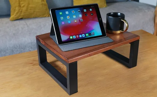 Miniatura 5 de CONSDAN Taburete con marco de metal, taburete de madera maciza para niños pequeños, niños y adultos, taburete portátil para dormitorio, baño, Negro