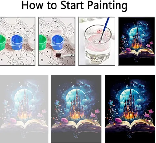 Miniatura 7 de PSCH Kit de pintura por números para adultos, kits de pintura por números, pintura al óleo acrílica por números para regalo, decoración de pared