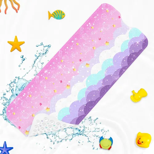 Miniatura 3 de Tapete de ducha para bañera de dinosaurio, selva, diseño tropical, caprichoso, antideslizante, extra largo, 40 x 16 pulgadas, lavable a máquina