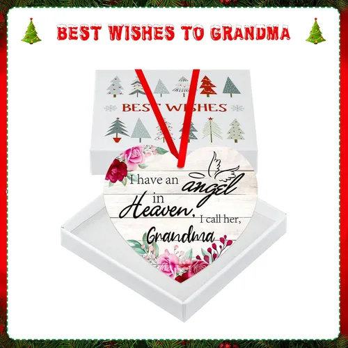 Miniatura 8 de SICOHOME Adorno conmemorativo para abuela, recuerdo con texto en inglés "I Have an Angel in Heaven", regalos de condolencias por la pérdida
