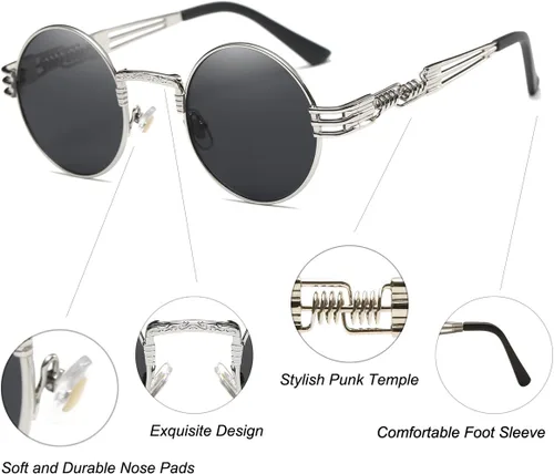 Miniatura 62 de Dollger Gafas de sol redondas Steampunk con marco de metal