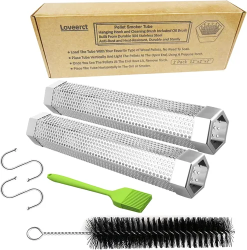 Miniatura 7 de Tubo de humo para ahumador de pellets de 12 pulgadas, tubo de ahumador de 5 horas de humo en caliente/frío, tubo de fumar, para añadir sabor ahumado