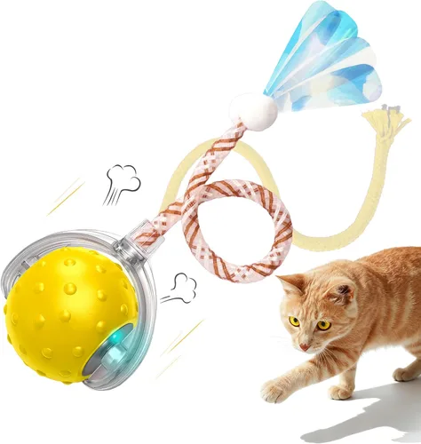 Juguete interactivo para gatos, bola rodante activada por movimiento con luces LED, 3 modos de juego y dos colas diferentes, el mejor juguete para
