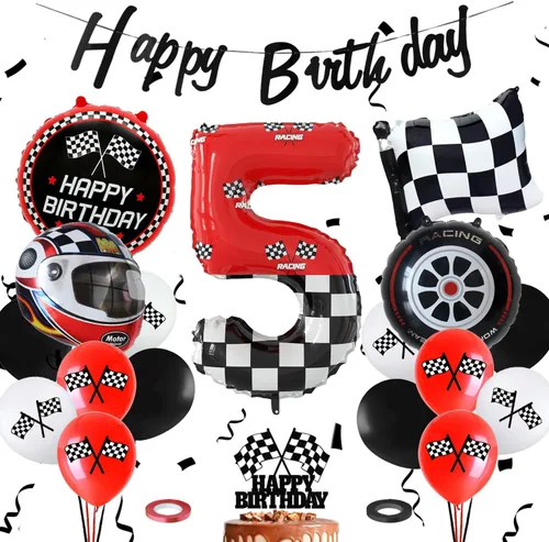 Miniatura 13 de Globos gigantes de papel de aluminio con números de tema de carreras a cuadros en blanco y negro de 40 pulgadas (Número 0)