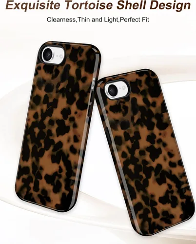 Miniatura 2 de Jusy Compatible con MagSafe Brown Tortoise Shell Print Phone Case para iPhone 7/8/SE, funda protectora magnética de lujo de TPU suave