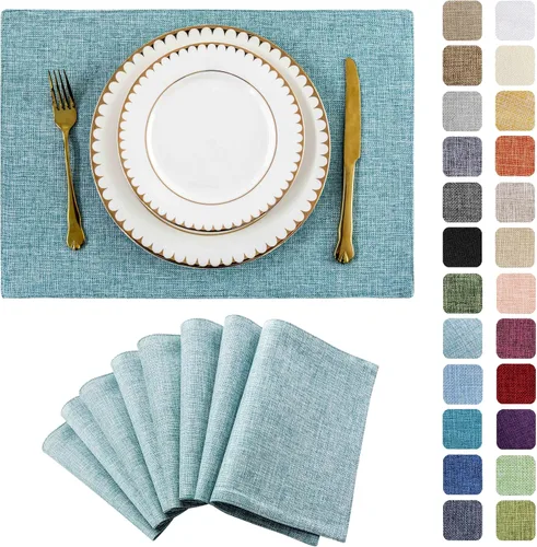 Miniatura 28 de Juego de 6 manteles individuales resistentes al calor para mesa de comedor y cocina de Home Brilliant, manteles individuales para mesa de comedor