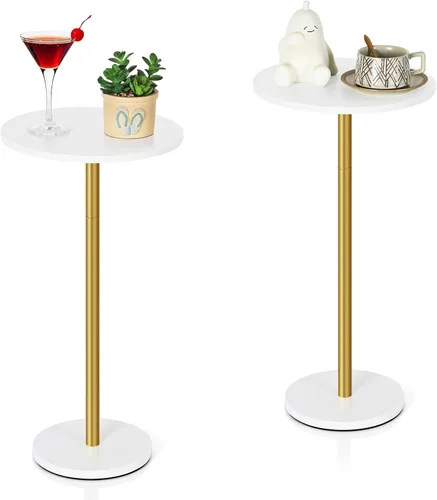 Miniatura 8 de Vrisa Mesa de bebida para espacios pequeños, pedestal redondo, pequeña y moderna, mesa auxiliar de Martini para sala de estar, dormitorio, sofá