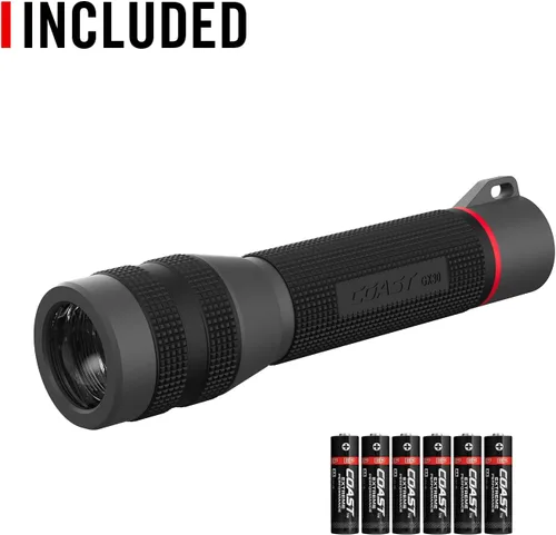 Miniatura 8 de Coast GX30 - Linterna LED de 2300 lúmenes impermeable de doble alimentación alcalina y recargable con enfoque giratorio, tapa antivuelco y mango