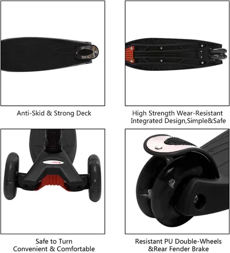 Miniatura 5 de ChromeWheels Patinetes Plegables para Niños, Patinete Deluxe con 4 Alturas Ajustables, Límite de Peso 132 libras, 3 Ruedas, Inclínate para Dirigir #